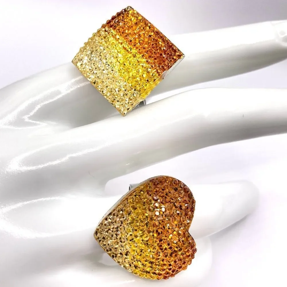 Set of 2 yellow ombre rings